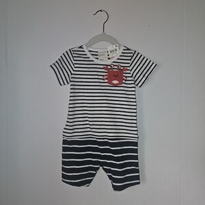 NWT | (12 mos) | First Impressions Blue & White Striped Onesie w/ Cute Crab …